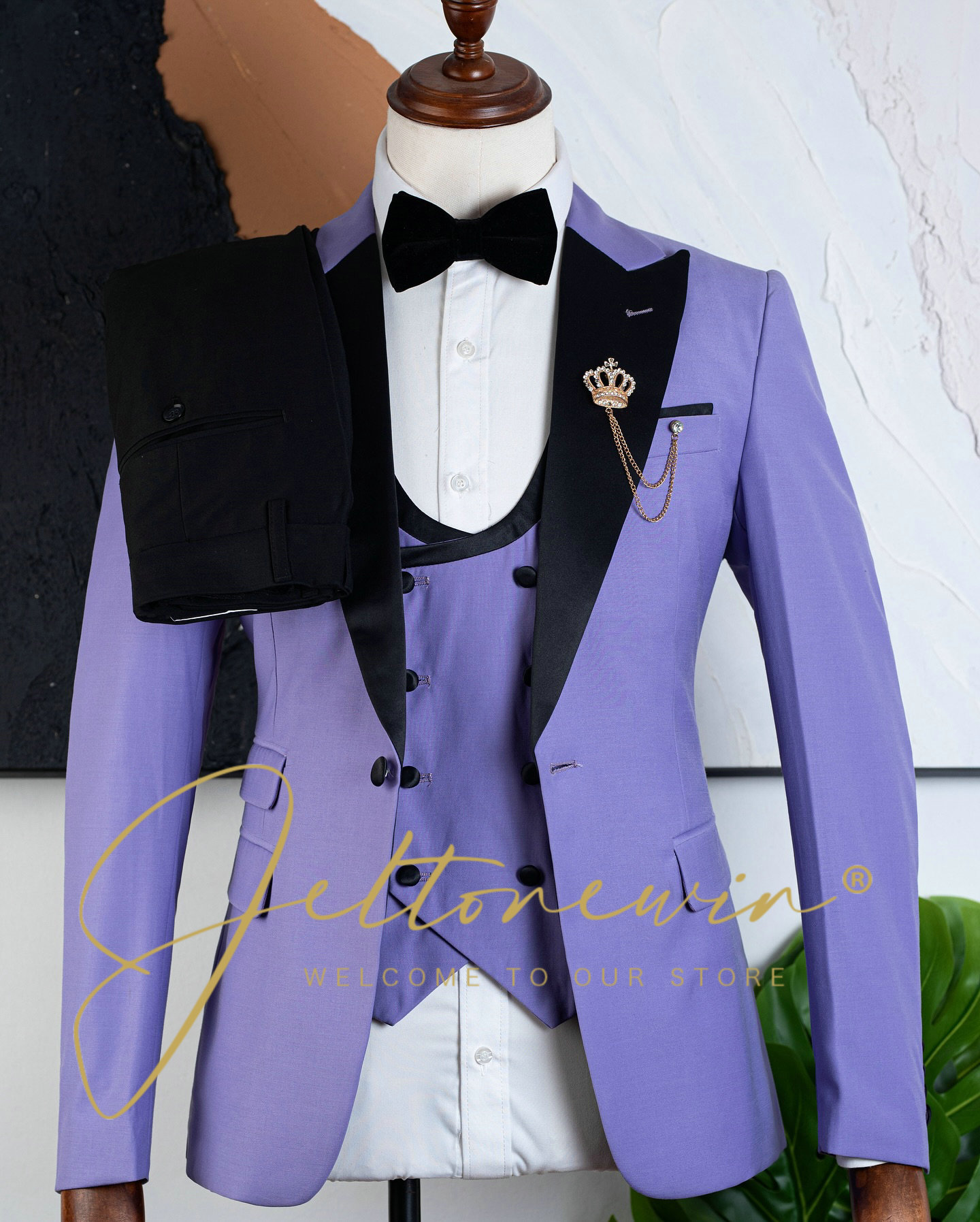 Formal Wear For Men Black Suit - Men's Purple Three Piece Tuxedo Suit