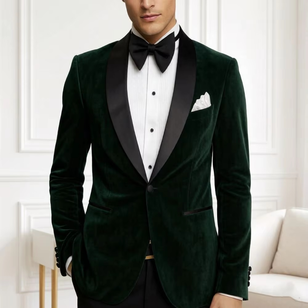 Formal Wear For Men Black Suit - Men Velvet Blazer Slim Fit Suit
