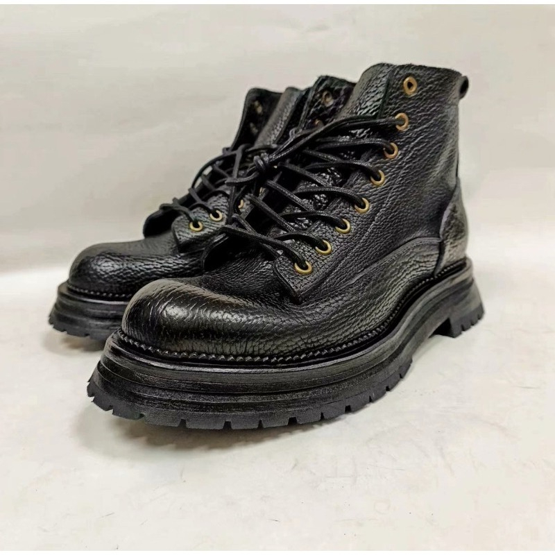 Men'S Formal Style - British Style Cowhide Thick Soled Boots