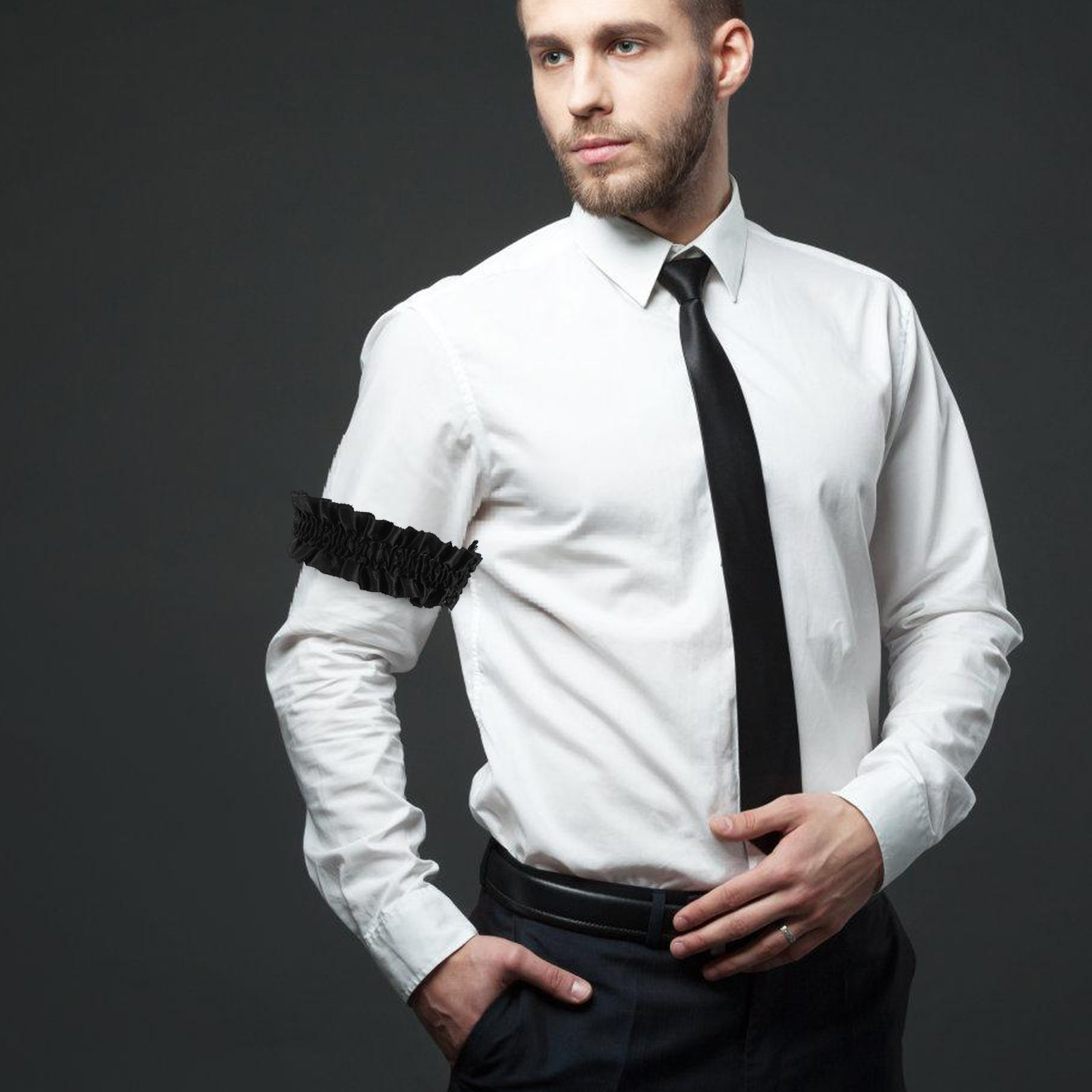 Formal Upper Wear Men - 3Pairs Satin Elastic Sleeve Garters for