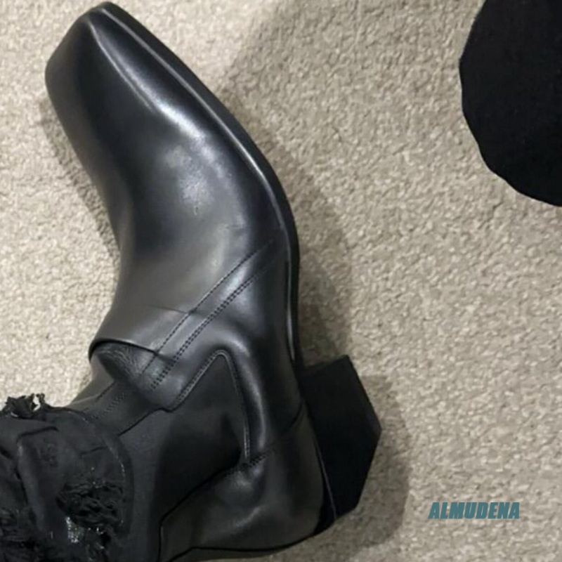 Square Toe Men's Black Leather - Men'S Formal Style ulasan dan harga