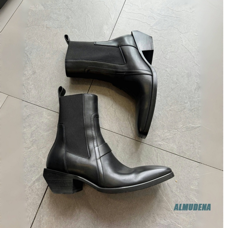 Square Toe Men's Black Leather - Men'S Formal Style ulasan dan harga