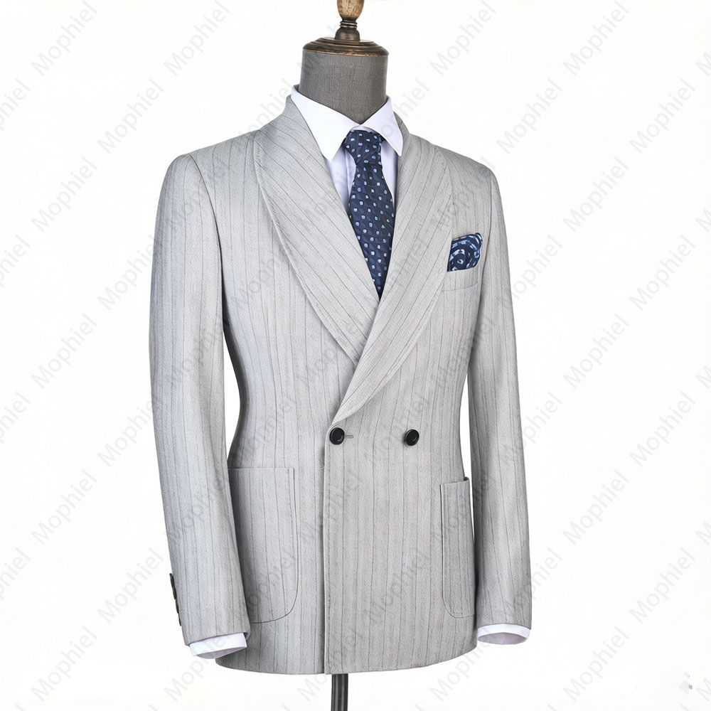 Mophiel Light Grey Men Suits S - Men Formal Wear Pants ulasan dan harga