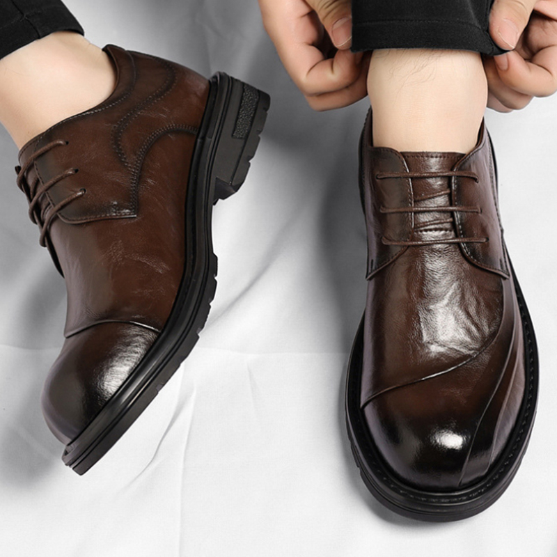 Brown Burnished Genuine Leathe - Men'S Formal Party Wear Shoes ulasan dan harga