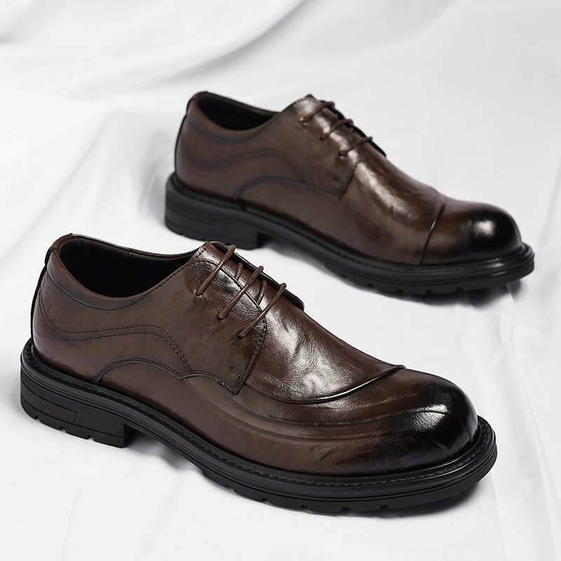 Brown Burnished Genuine Leathe - Men'S Formal Party Wear Shoes ulasan dan harga
