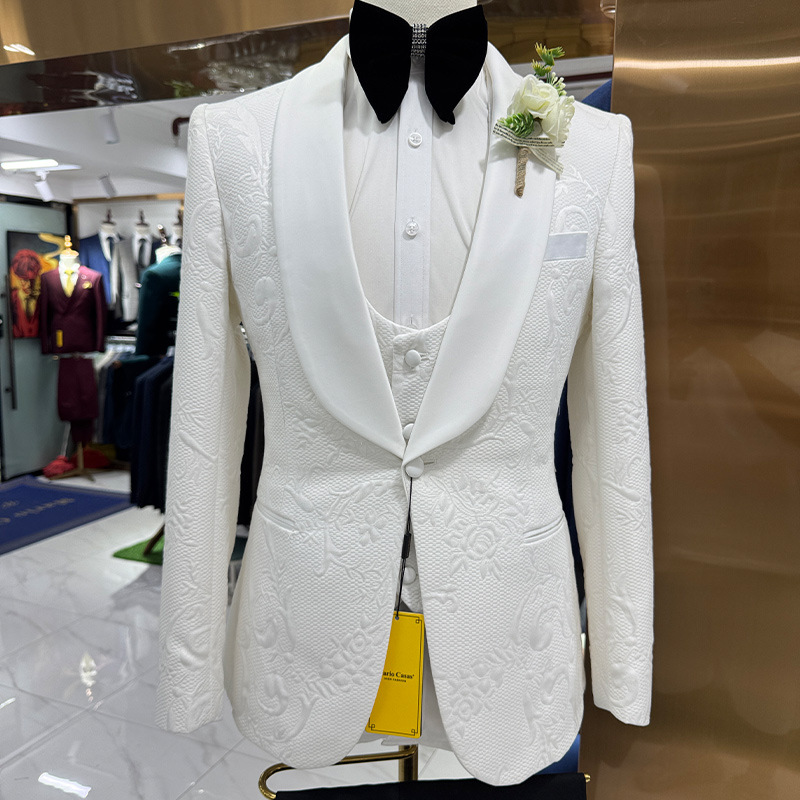 Men Wedding Suit White 3 Piece - Men Formal Wear Pants ulasan dan harga