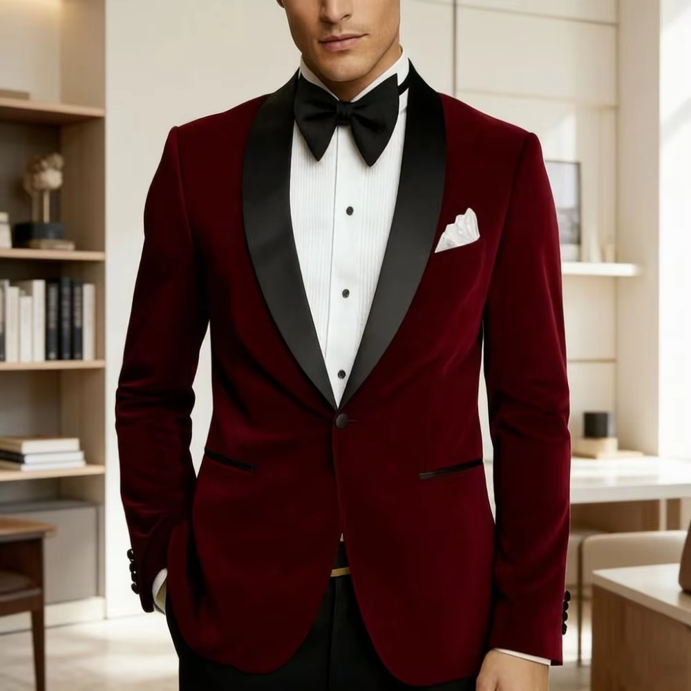 Men Velvet Blazer Slim Fit Sui - Formal Wear For Men Black Suit ulasan dan harga