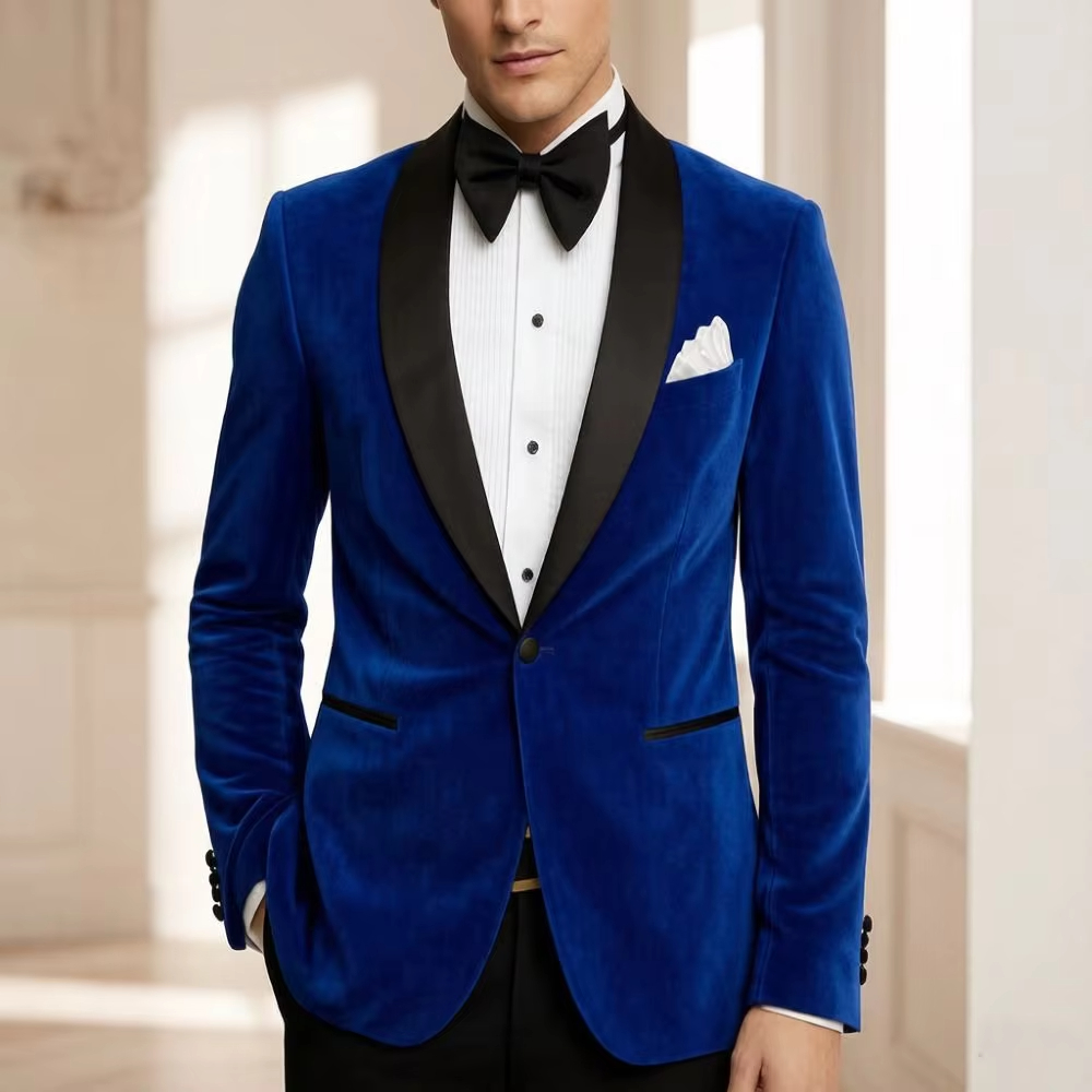 Men Velvet Blazer Slim Fit Sui - Formal Wear For Men Black Suit ulasan dan harga