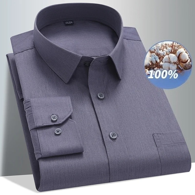 8XL 100 Cotton Long Sleeve Shi - Men Formal Office Wear Shirts ulasan dan harga