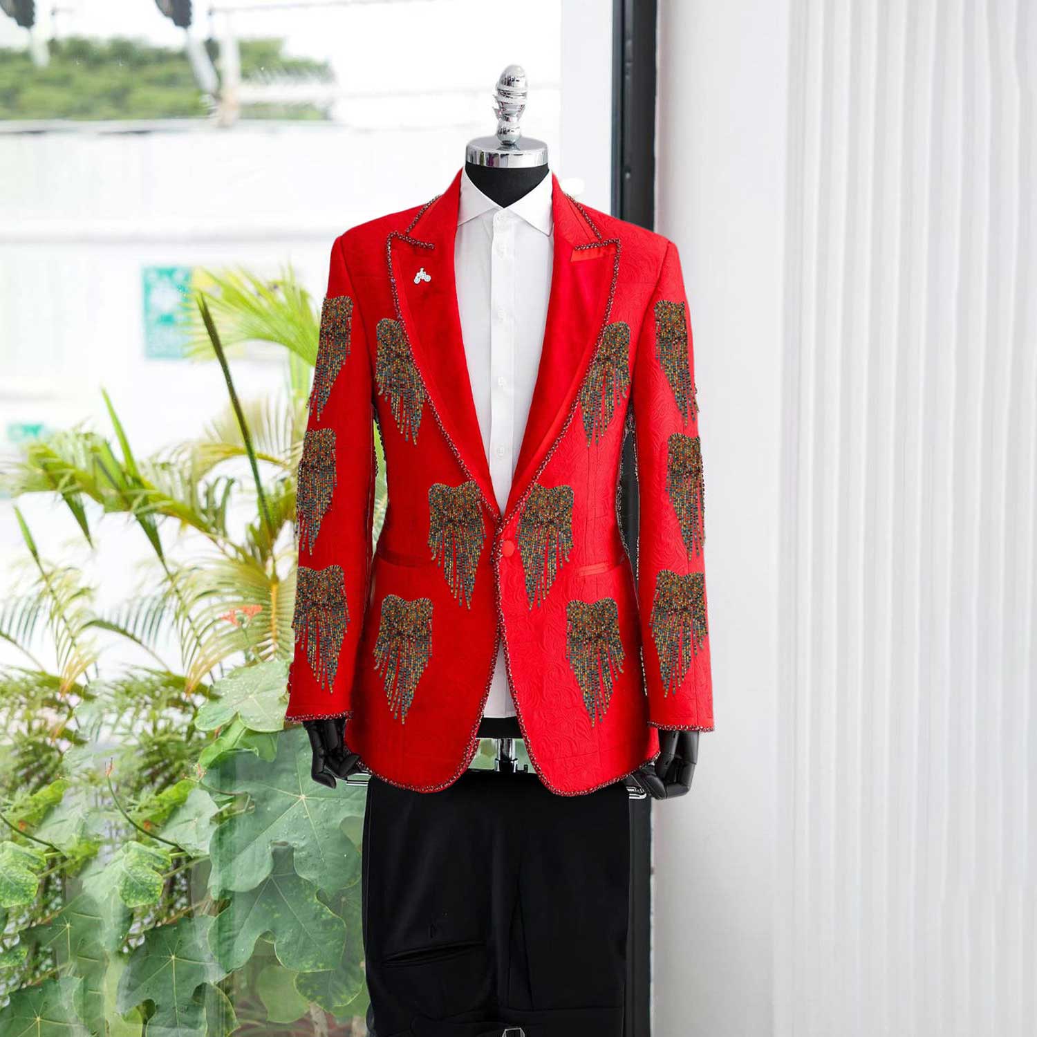 Fashion Wedding Men Suit Cryst - Formal Wear For Men Black Suit ulasan dan harga