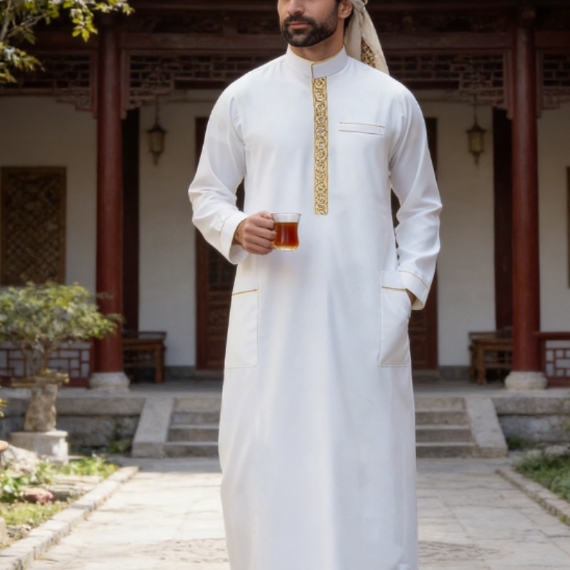 Arabic Mens Thobe Embroidered  - Arabic Formal Wear Men ulasan dan harga