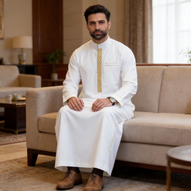 Arabic Mens Thobe Embroidered  - Arabic Formal Wear Men ulasan dan harga
