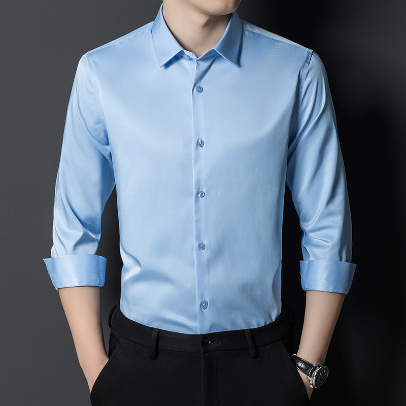 Men's Mulberry Silk Shirt Clas - Men Formal Office Wear Shirts ulasan dan harga