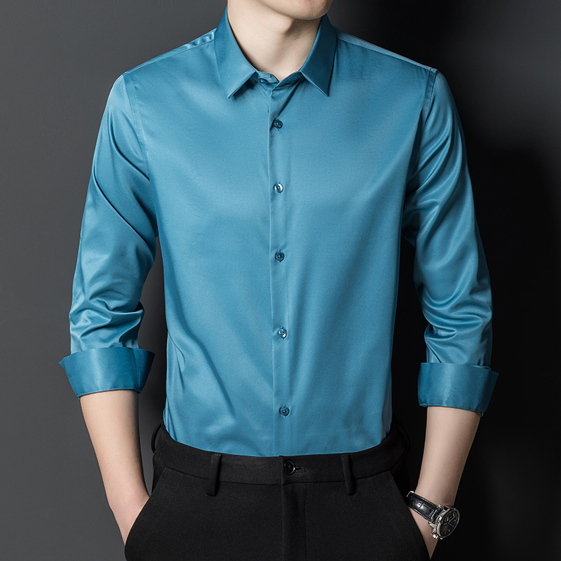 Men's Mulberry Silk Shirt Clas - Men Formal Office Wear Shirts ulasan dan harga