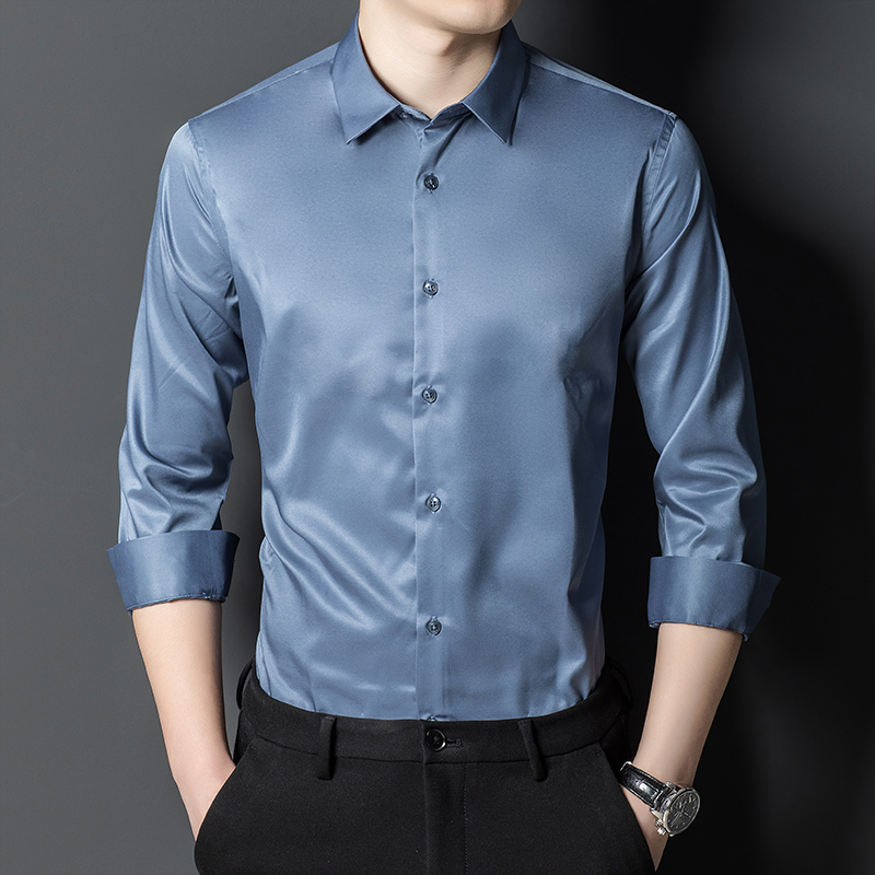 Men's Mulberry Silk Shirt Clas - Men Formal Office Wear Shirts ulasan dan harga