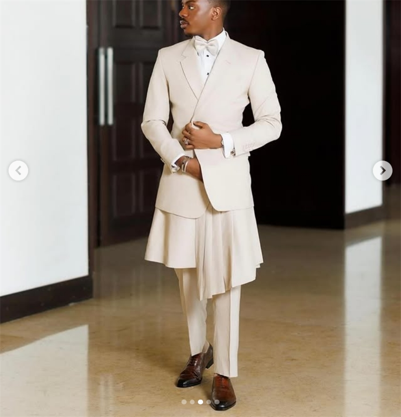 Beige Men Suit Set 2 Piece Bla - Arabic Formal Wear Men ulasan dan harga