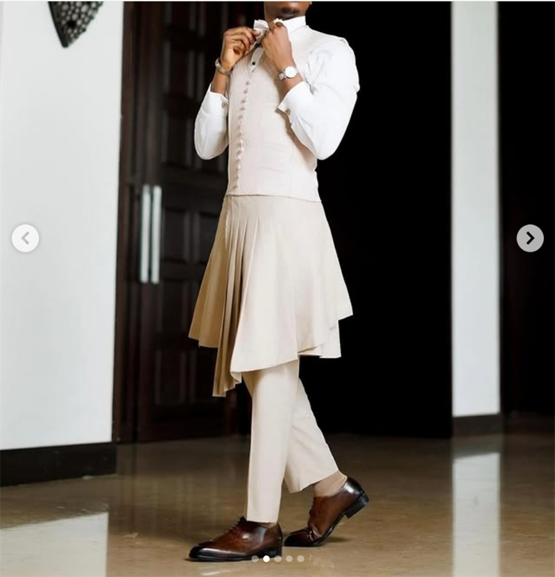 Beige Men Suit Set 2 Piece Bla - Arabic Formal Wear Men ulasan dan harga