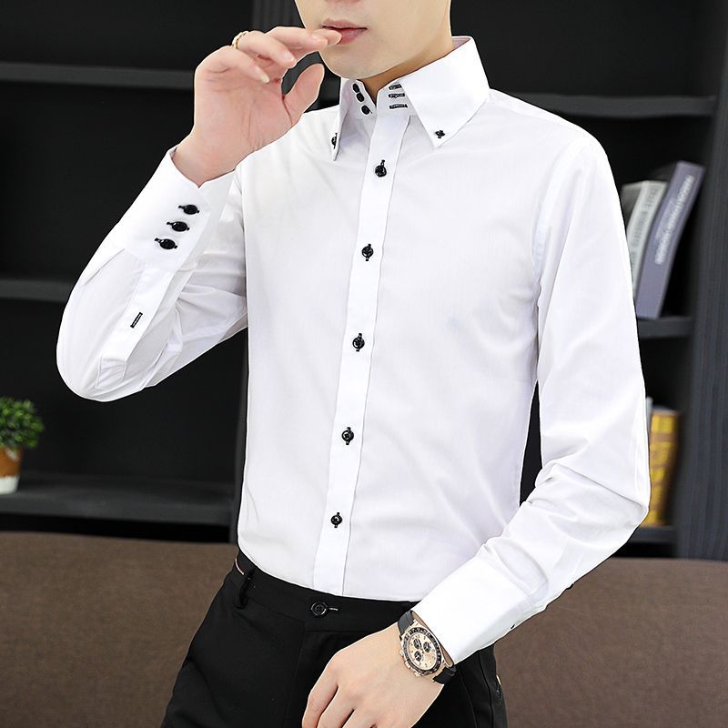 Spring Autumn Men's Executive  - Men Formal Office Wear Shirts ulasan dan harga