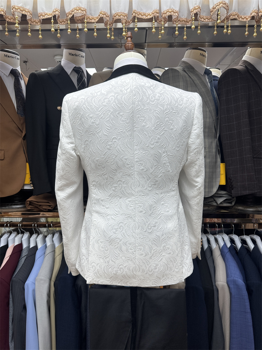 3 Pcs Floral Groom Tuxedo for  - Formal Wear For Men Black Suit ulasan dan harga