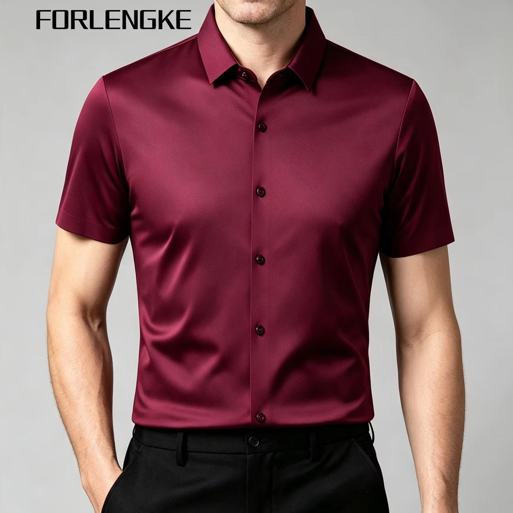 FORLENGKE Men's Business Solid - Men Formal Office Wear Shirts ulasan dan harga