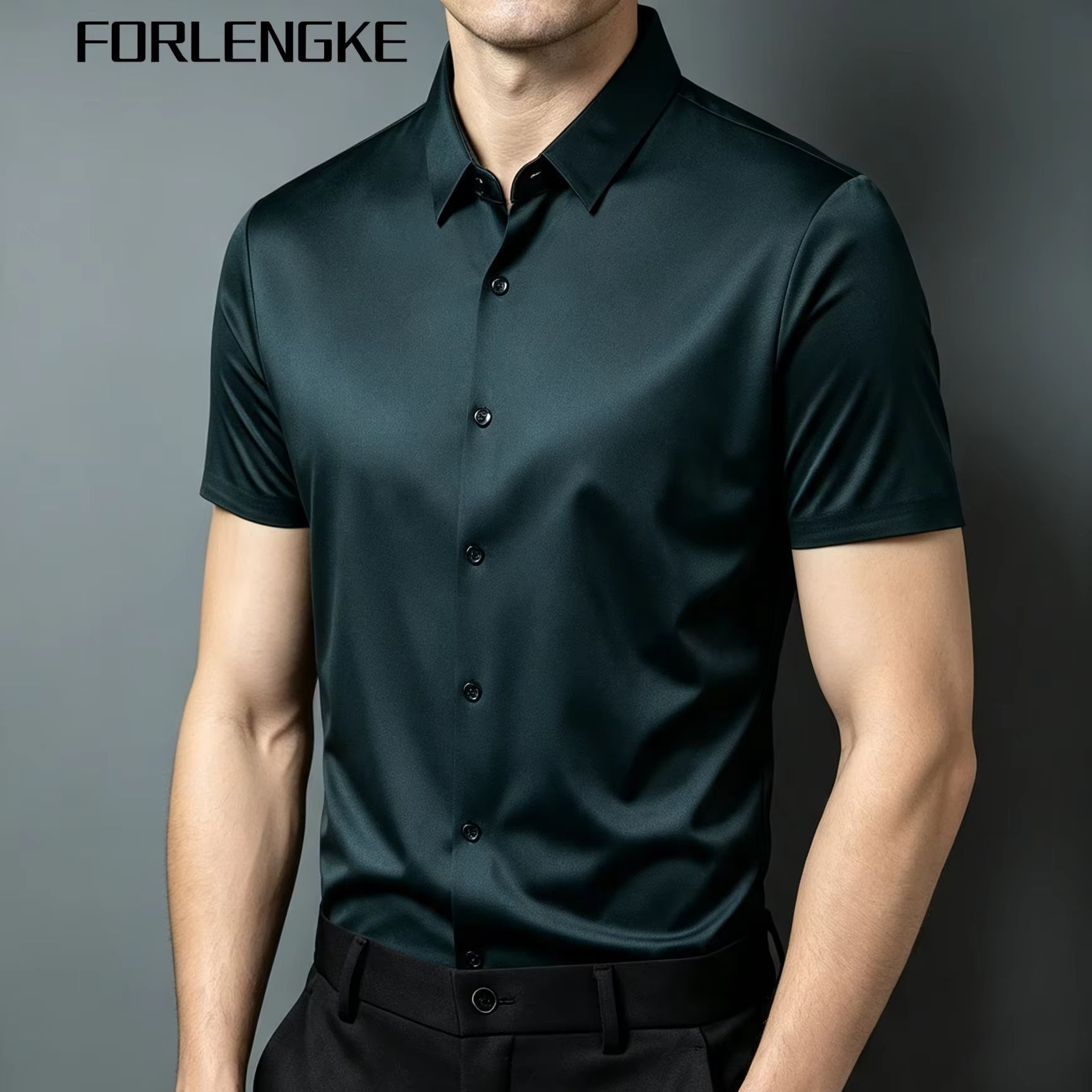 FORLENGKE Men's Business Solid - Men Formal Office Wear Shirts ulasan dan harga