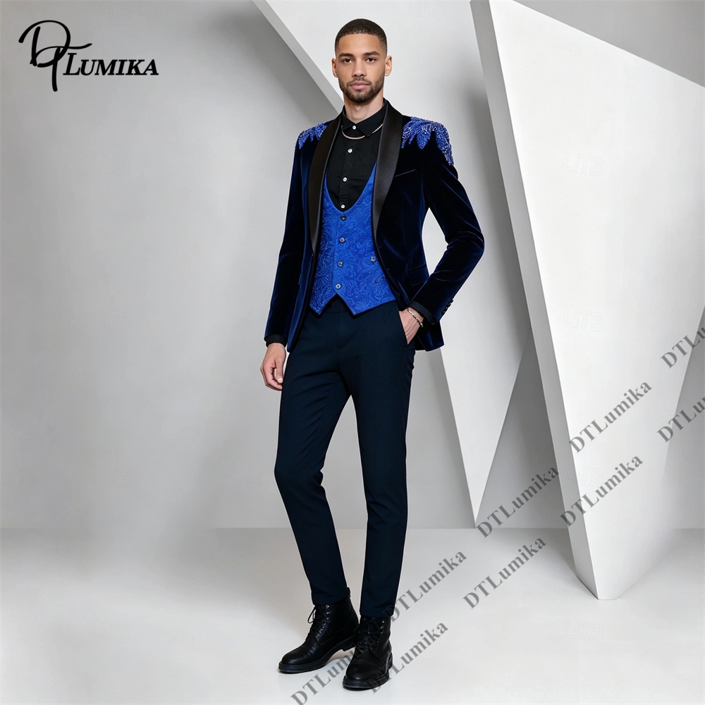 Peagent Men 3 Piece Velvet Sui - Men Formal Wear Pants ulasan dan harga