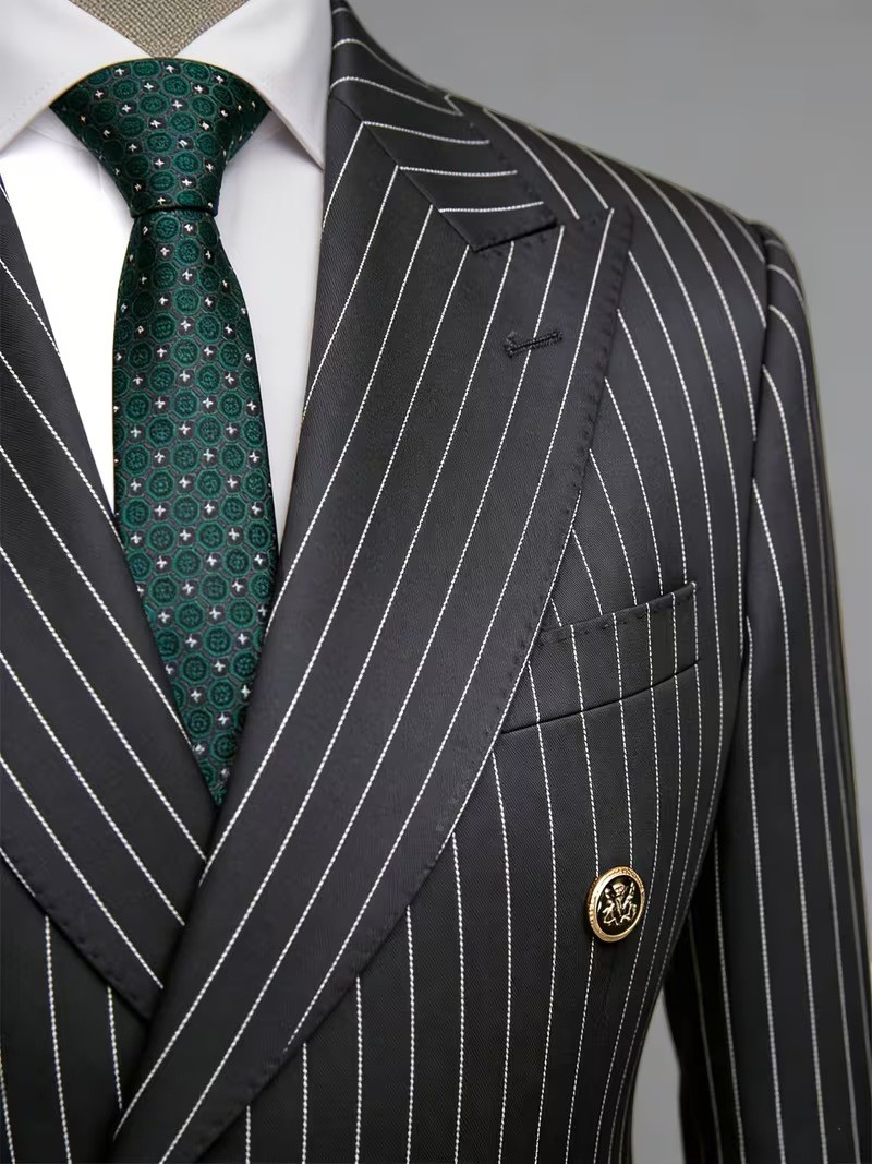  Men's Black Pinstripe Double  - Formal Wear For Men Black Suit ulasan dan harga