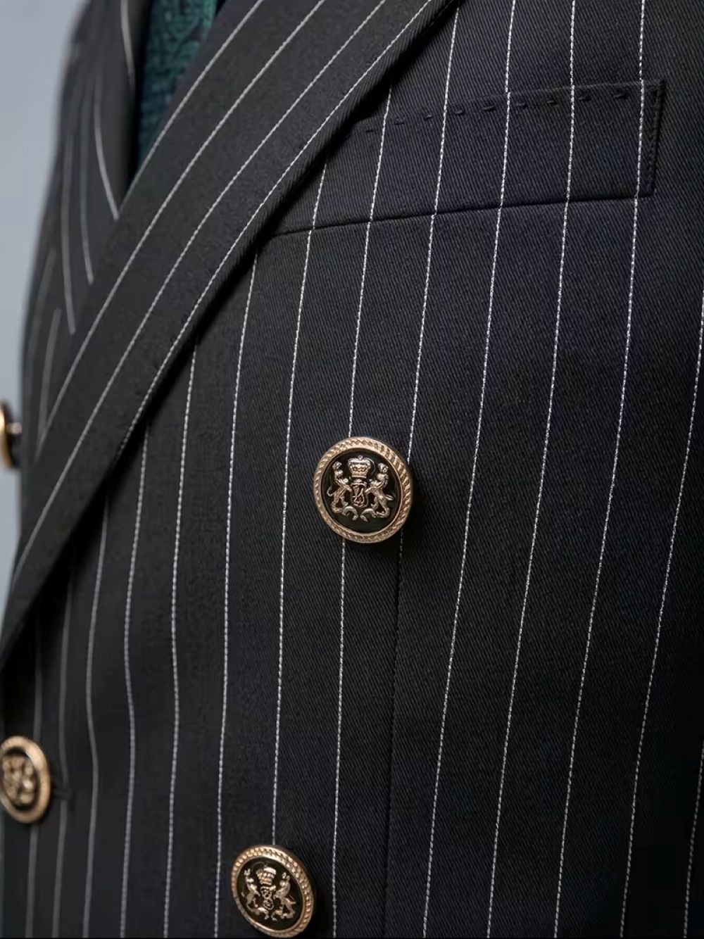  Men's Black Pinstripe Double  - Formal Wear For Men Black Suit ulasan dan harga